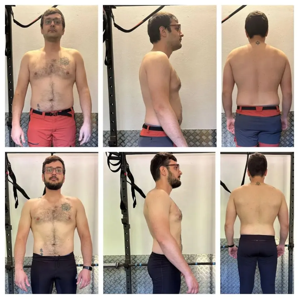 Transformación corporal completa de un hombre con barba